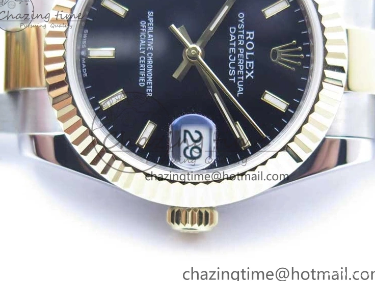 Best AAA Replica Sites Sticks YG BP Edition Black WaterResistant Bracelet Datejust on 278273 2718 SS Best Markers Dial Maker YG 31mm SS Oyster 0112